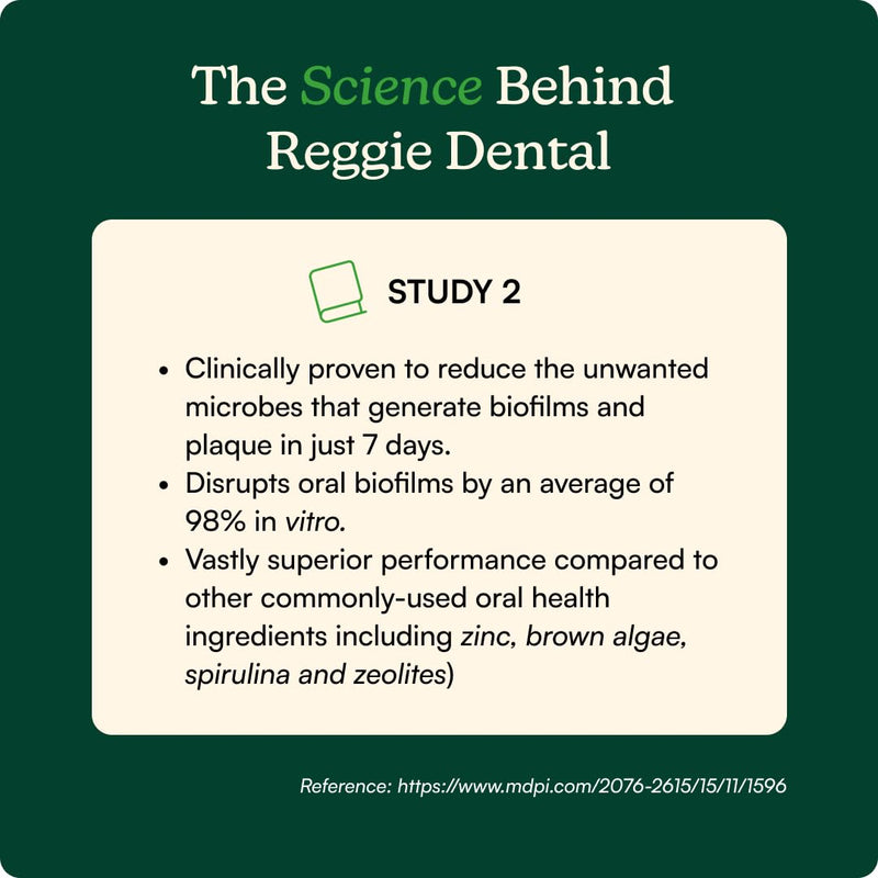 Reggie Bright Bite Dog Dental Powder for Fresh Breath, Healthy Teeth & Gums, 7-Day Results, Postbiotic Formula with Organic Kelp, Natural Dental Care, Vet-Approved, Made in USA, 60 Servings