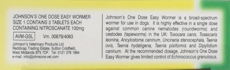 Johnson's Vet Easy One Dose Wormer, Size 1 (Pack of 2)