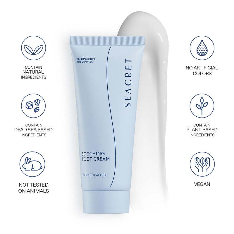 SEACRET Minerals Foot Cream, Enriched with Shea Butter, Tea Tree Oil and Dead Sea Minerals, 3.4 Fl Oz / 100 ml 3.4 Fl Oz (Pack of 1) - BeesActive Australia