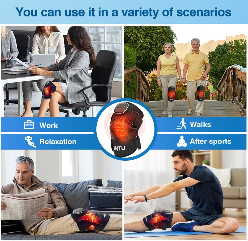 Red Light Therapy & Vibration Massage Knee Brace – Wireless Rechargeable Controller, 660nm & 850nm Red Light Therapy Heated Device – for Knee/Elbow/Shoulder/Joint (Blue) Blue - BeesActive Australia