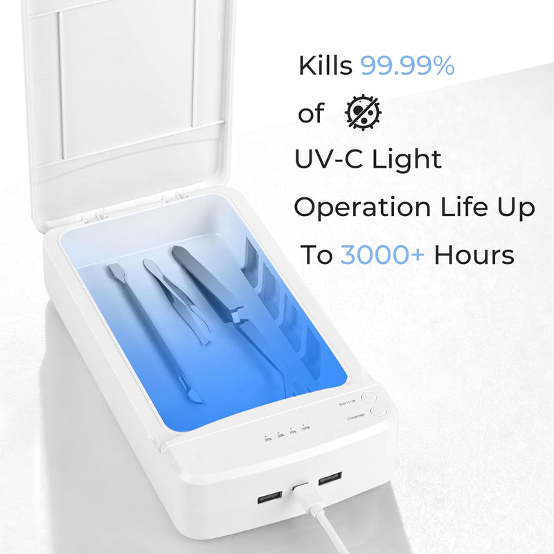 Nail Tool Sterilizer with Blue Light, Portable USB Sterilizating Box, Multi-Functional Nail Cleaner Box for Manicure Salon,Tweezers,Tattoo,Scissors,Jewelry,Phone, Watch,Keys - BeesActive Australia