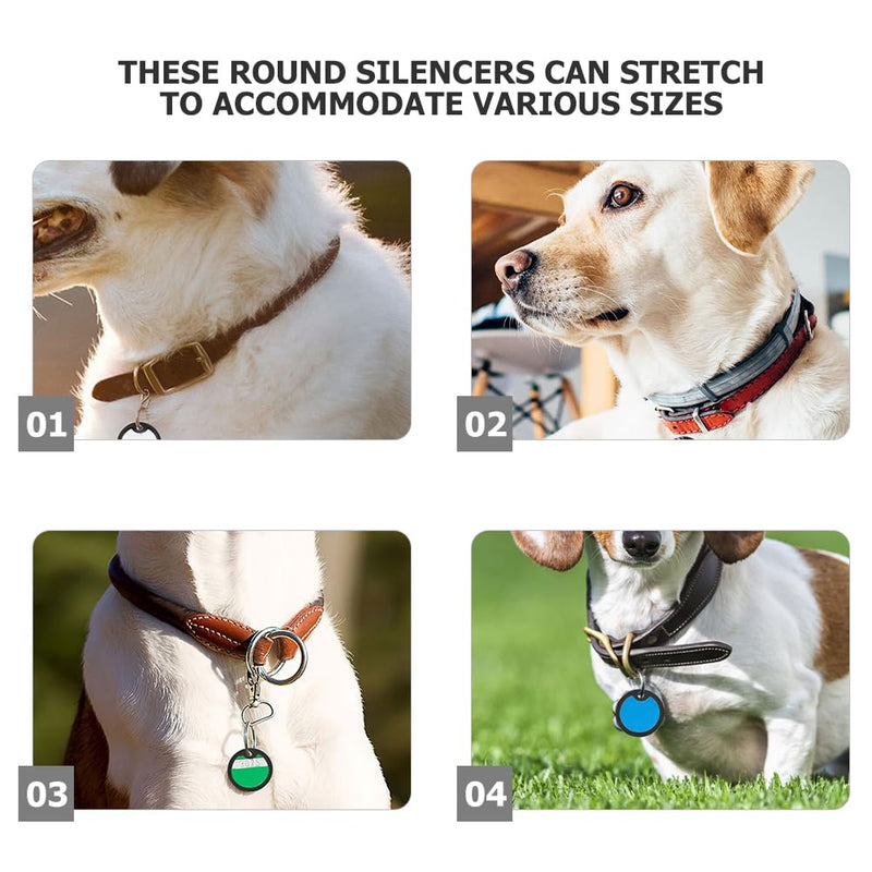 COLLBATH Pack of 8 Dog Tag Protective Cover Pet Dog Tag Sublimation Dog Tag Blanks Dog Name Tag Round Proven Silicone Tag for Dog Collar Dog Tag Protection Black - BeesActive Australia