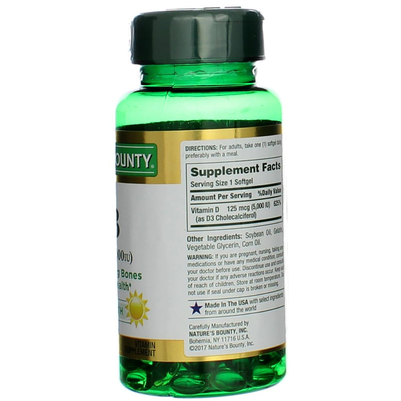 Nature's Bounty, D 5000 Iu Softgels, 100 ct 100 Count (Pack of 1)