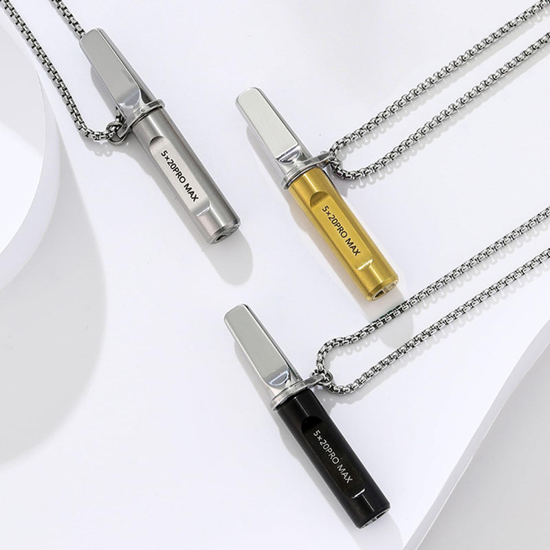 Breathing Necklace for Calm, Stainless Steel Breathing Pendant Breathwork Tool for Calm Meditation & Stress Relief, Mindfulness Slow Breathing Trainer, Adjustable Chain, Gift for Women Men Silver - BeesActive Australia