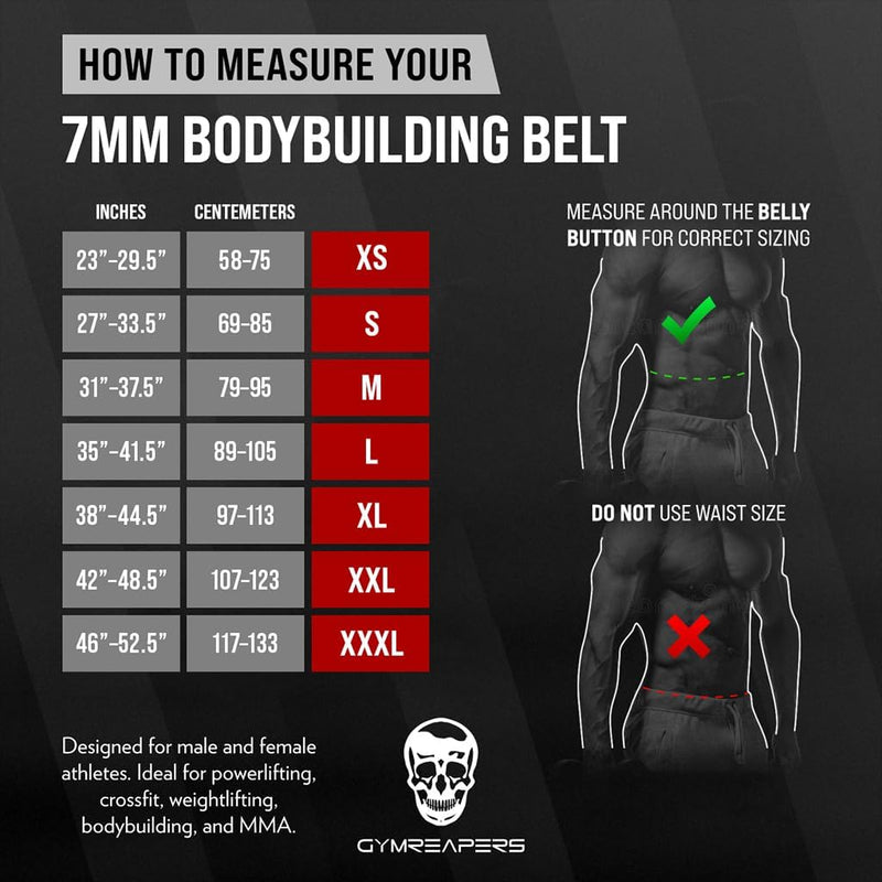 Gymreapers Weight Lifting Belt - 7MM Heavy Duty Pro Leather Belt with Adjustable Buckle - Stabilizing Lower Back Support 4 Inches Wide For Weightlifting, Bodybuilding, Cross Training Black Medium - BeesActive Australia