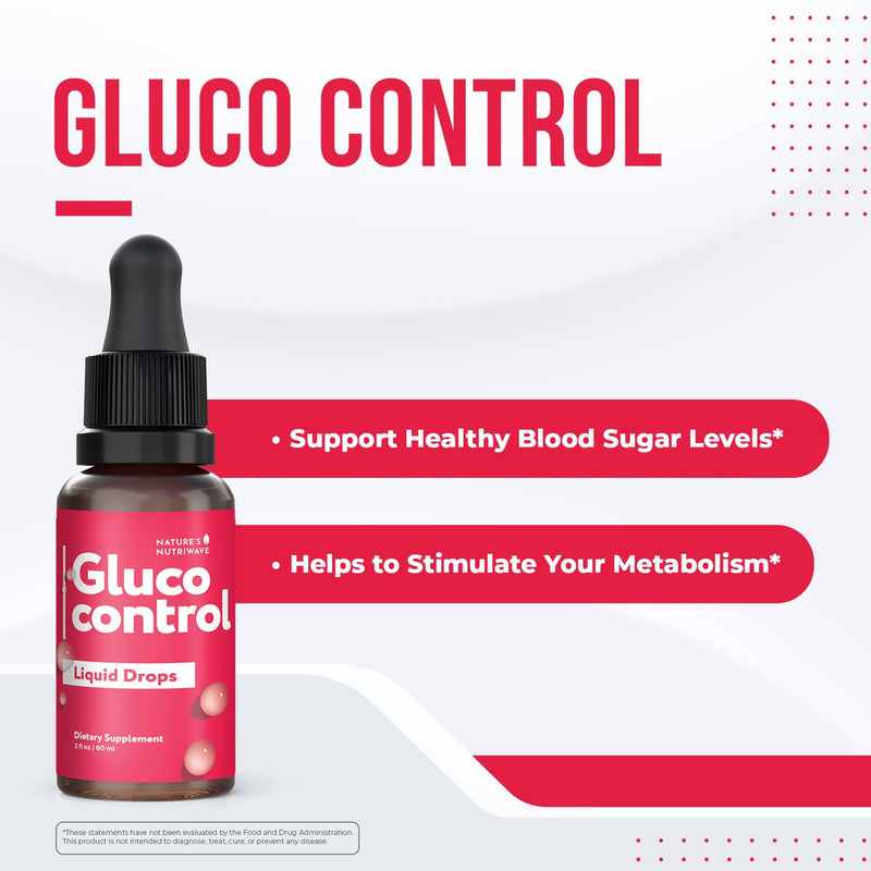Gluco Control Drops – Chromium, Maca & Grape Seed – 60mL, 3 Month Supply | Chromium, Maca Root & Grape Seed, botanical liquid | Non-GMO, Made in USA | Take by dropper, daily drops 2 Fl Oz (Pack of 3)