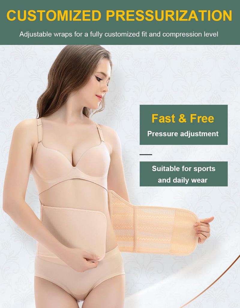 Belly Band Postpartum Belly Wrap, Breathable Abdominal Binder Post Surgery, Adjustable Waist Trainer for Women Lower Belly Fat, C Section Abdominal Binder Hernia Belt Back Support Belt for Women (Large) Large