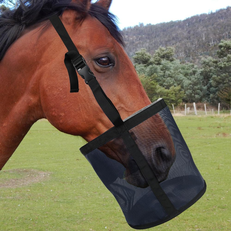 2PCS Horse Feed Bag，Heavy Duty Nylon Mesh Grain Feed Bag with Adjustable Strap,Horse Muzzle Feed Bag with Comfort Neck Pad and Nose Pad… (Dark Blue) Dark Blue - BeesActive Australia