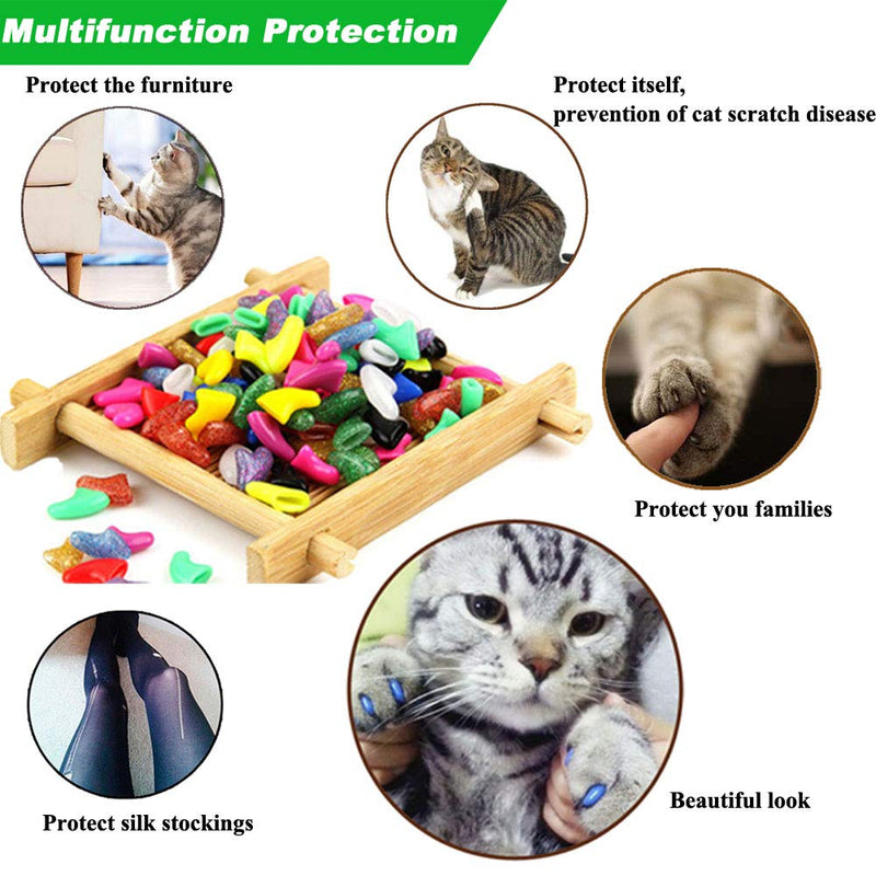 100pcs (10 Colors) Cat Nail Caps, Cat Claw Caps Cat Nail Covers with Adhesive Glue and Applicators (M) Medium - BeesActive Australia