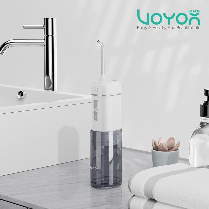 VOYOR-HEALTH Portable Water Flosser Cordless, Mini Travel Oral Irrigator with Telescopic Water Tank, IPX7 Waterproof Water Dental Flosser for Teeth Cleaning Braces & Dental Care WF510 (Silver) Silver