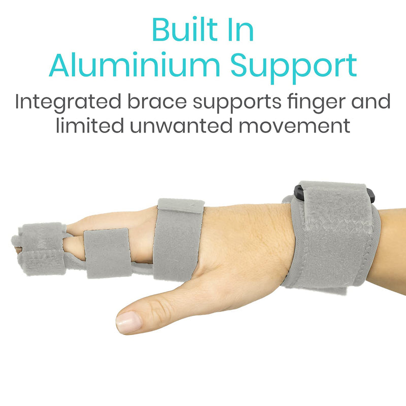 Vive Finger Splints for Trigger Finger - For Broken Fingers, Hand, Middle, Ring, Wrist - Adjustable Brace Support - Locking Straightening Immobilizer for Sprains, Pain Relief, Mallet Injury, Arthritis Grey