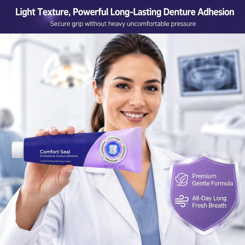 Comfort Seal Pro Denture Adhesive, Thermoplastic Denture Adhesive, Extra Strong and Durable Denture-Adhesive, Long Lasting Effect(2PCS) 2pcs