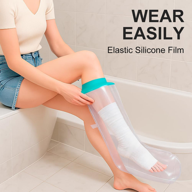 CIVJET Waterproof Cast Cover for Shower Adult Half Leg – Reusable Leg Cast Protector with Soft Ring Seal, Leakproof Cast Covers for Showering Foot Ankle Calf Surgery, Shower Boot for Injury Recovery Short Leg