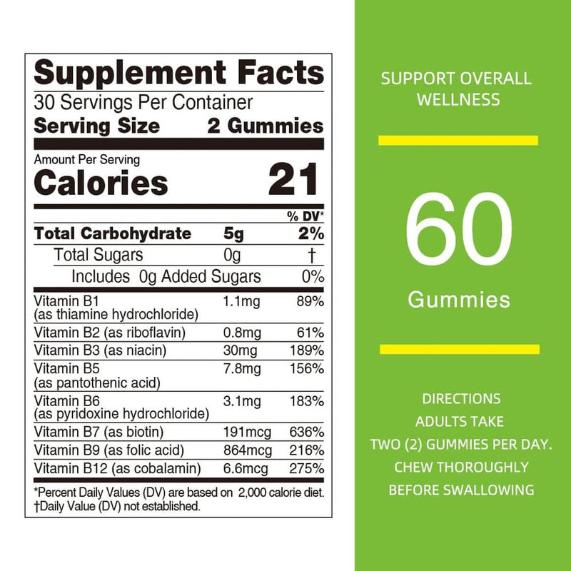 Nature's Key Vitamin B-Complex Gummies for Women & Men - Vitamin B1, B2, B3, B5, B6, B7, B9, B12 Supplements for Immune & Cellular Energy Support, Orange Flavor, 60 Count (30 Days Supply)