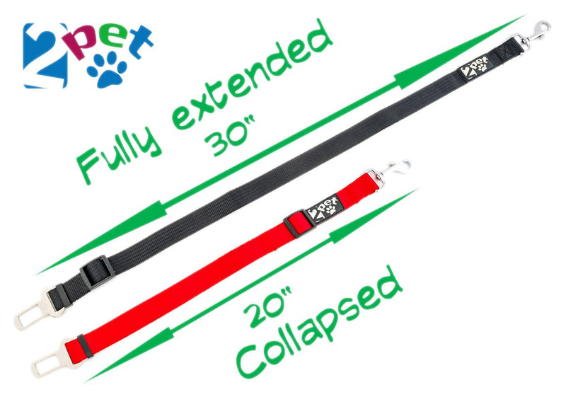 2PET Dog Seat Belt Strap Adjustable - Dog Car Seatbelt for All Dog Breeds & Sizes - Fits Seatbelt Latches of most Car Makes Buckles- 21" to 32" Dog Seatbelt – Rawhide Red, Pack of 2 - BeesActive Australia