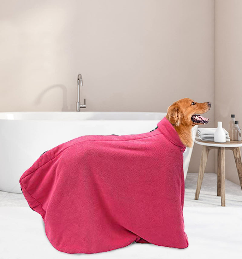 Pethiy - Premium dog bathrobe made of microfiber, dog drying bag, dog bath towel with zipper, super absorbent soft dog towel suitable for bathing and swimming-red-S S red - BeesActive Australia