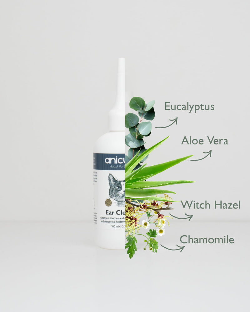 Anicura Natural Cat Ear Cleaner - Soothes & Cleans Sensitive Ears | pH-Balancing Formula Helps Reduce Wax & Odour | Easy to Use 100ml