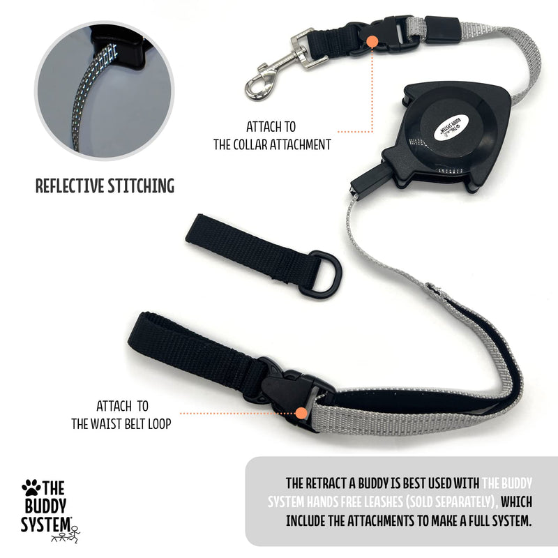 The Buddy System Retract A Buddy - Retractable Hands Free Waist Belt Leash for Walking, Jogging, Running, Hiking and Training Small Dogs Retractable leash Small Dog Black - BeesActive Australia