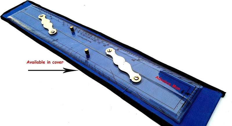 Advance.Man Marine Navigation Parallel Ruler Clear! Folding Parallel Ruler 21 inches with Brass Divider and Brass Pencil Compass 8 inches