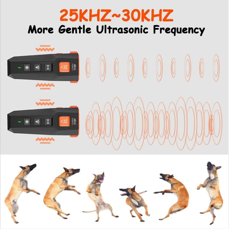 Anti Barking Device – Ultrasonic Dog Bark Deterrent with 3 Levels, 30ft Range, Rechargeable Electric Correction – Safe Humane Trainer for Indoor/Outdoor, All Breeds, Black/Orange