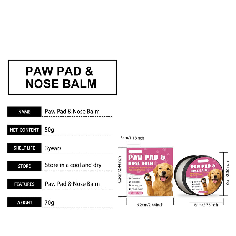 MCStars Dog Paw Balm for Dry Cracked Paws - Lick-Safe Organic Paw Wax with Aloe & Oat Protein - Hot Pavement & Winter Snow Protection - Moisturizer for Dogs & Cats, 1.76Oz (Cream 50g) Paw Cream 50g-Purple