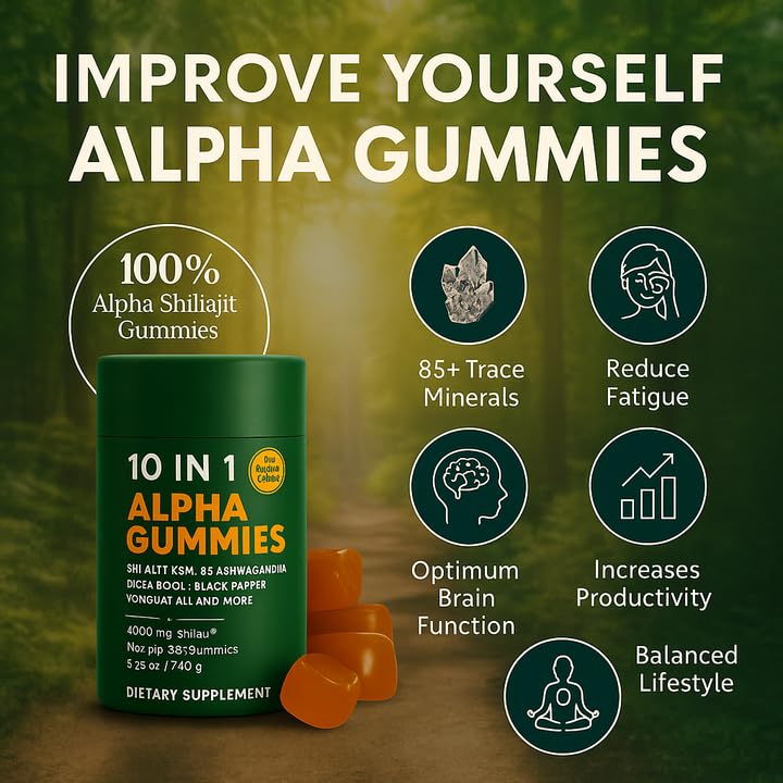 True Alpha Gummies 10 In 1 For Men | 4000mg Himalayan Alpha Shilajit Gummies For Energy & Immune | 75% Fulvic Acid, 85+ Trace Minerals, Ashwagandha, Gokshura | No Added Sugar, Non-Gmo, 60 Count (1) - BeesActive Australia