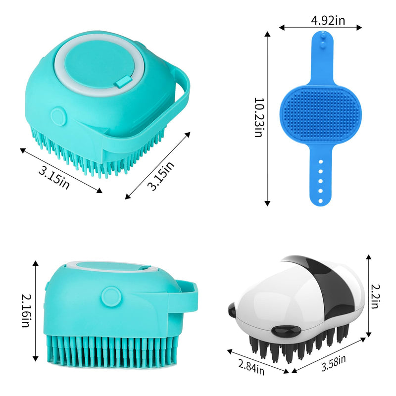 3PCS Dog Bath Brush | Dog Shampoo Brush | Dog Scrubber for Bath | Dog/Grooming/Washing Brush Scrubber with Adjustable Ring Handle for Short & Long Haired Dogs/Cats (Blue Blue White) Blue Blue White - BeesActive Australia