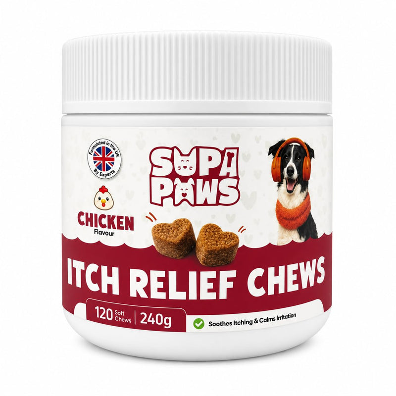 120 Soft Chews All Itch & Immunity Treats for Dogs Allergy Relief Chews for Healthy Skin & Coat Ears Itching Licking Scratching Daily Immune Support for All Breeds, Supports Seasonal Itching, Chicken 240g - Chicken