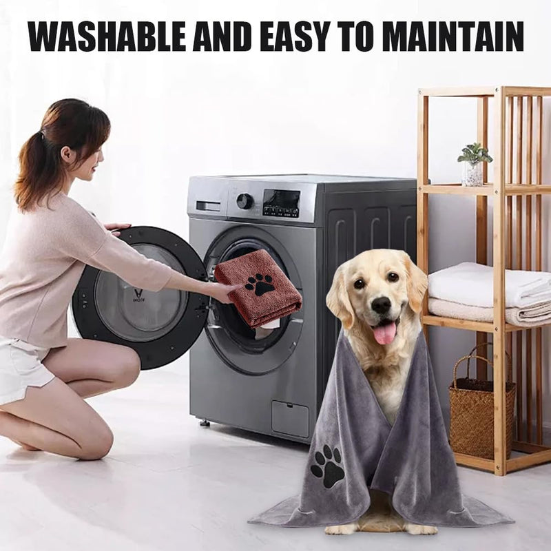 Bieiyhe Pack of 2 microfibre dog towels, dog towels, extra absorbent, quick-drying pet towels, bath towels for cats, dry towels for dogs, dog towels for small ones, 40 x 80 cm, gray and coffee - BeesActive Australia