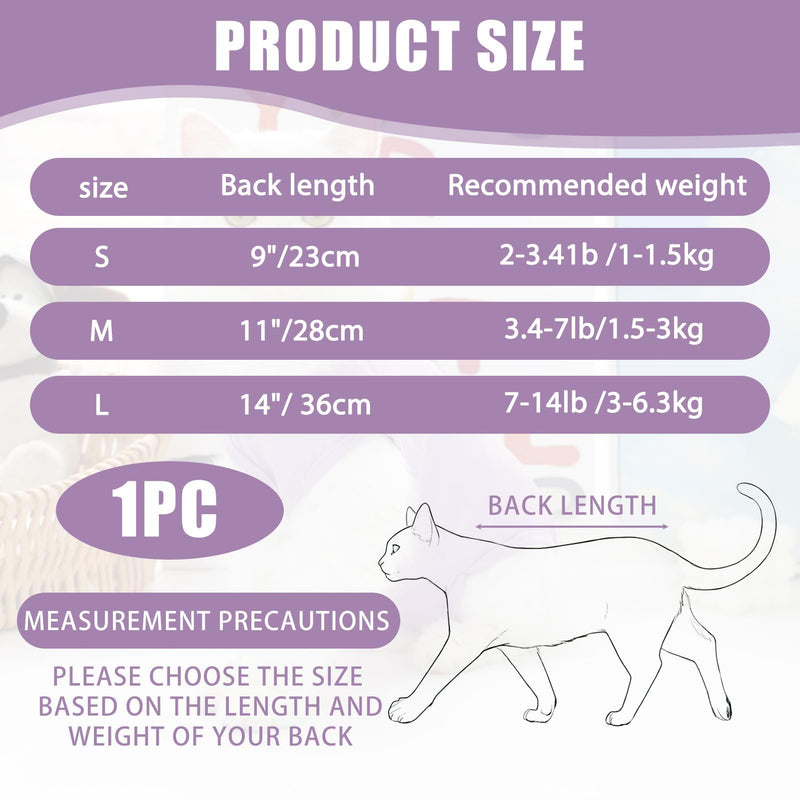 Cat Bodysuit After Surgery With Anti-Licking Recovery Suit Post-Op Protective Bodysuit Made of Cotton & Elastane Gentle Alternative to the Neck Collar | Medical protective suit for wound care 3 sizes (S-L) - BeesActive Australia
