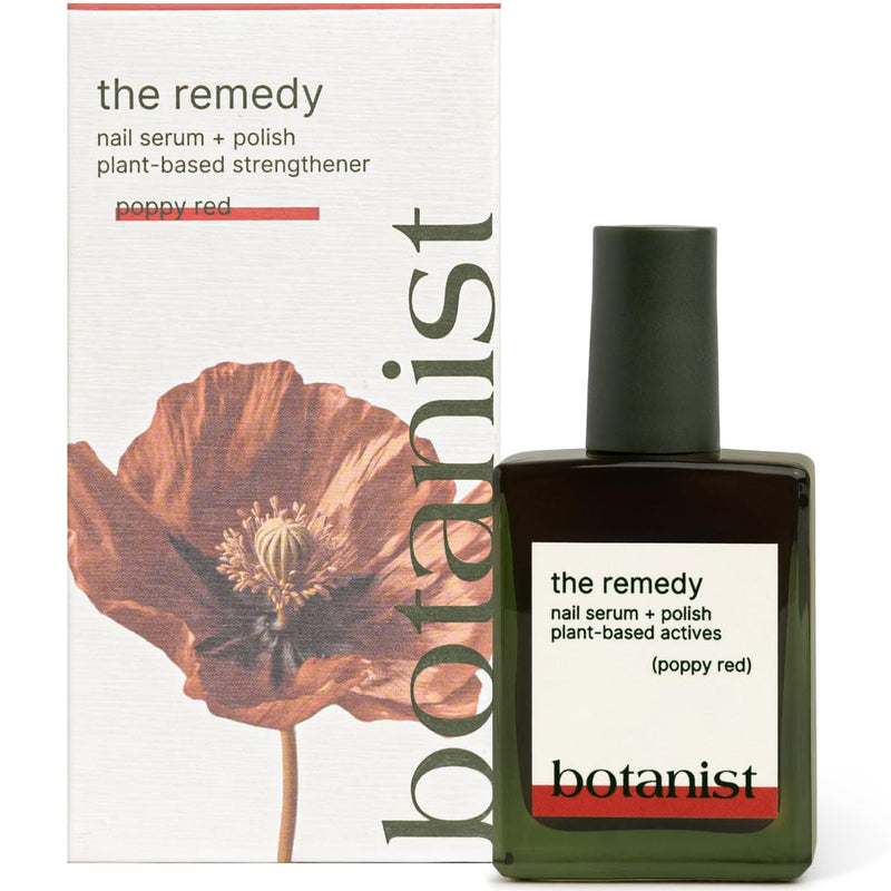 Botanist The Remedy | Nail Strengthening Polish | Repairs & Hardens Nails Damaged from Acrylics, Dip & Gel Manicures | Non-Toxic, 84% Plant Based, 21-Free & Vegan (Poppy Red) Poppy Red
