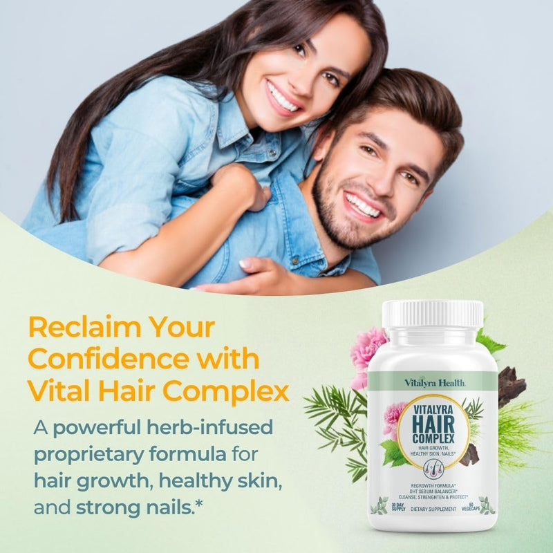 Hair Complex – Biotin & Vitamin B Hair Vitamins for Women & Men – Supports Healthy Hair, Skin & Nails – Hormone-Free, Gluten-Free – Hair Supplement for Women & Men