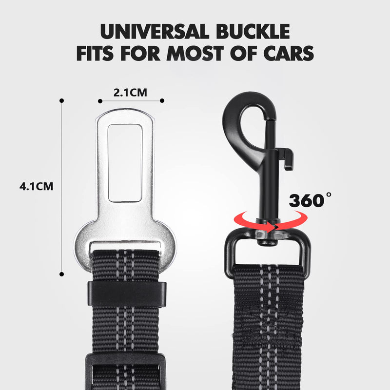 Dog Seat Belts for Car, Adjustable Nylon Restraint Car Seat Belt for Dog, Strong Dog Car Safety Harness with Elastic Bungee Buffer, 360 Degree Swivel Attach Won't Twist Black -1 Pack - BeesActive Australia