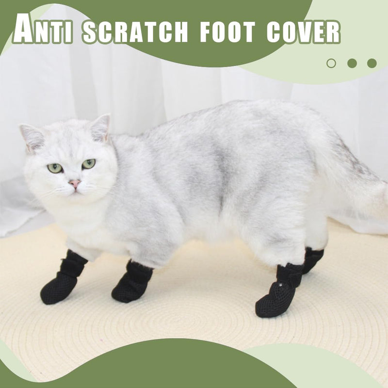 EOYVAIL Cat Claw Care, Paw Protector for Dogs and Cats, Cat Scratching Gloves, Paw Protector for Dog Boots, Adjustable (Pack of 4, Black, M) - BeesActive Australia