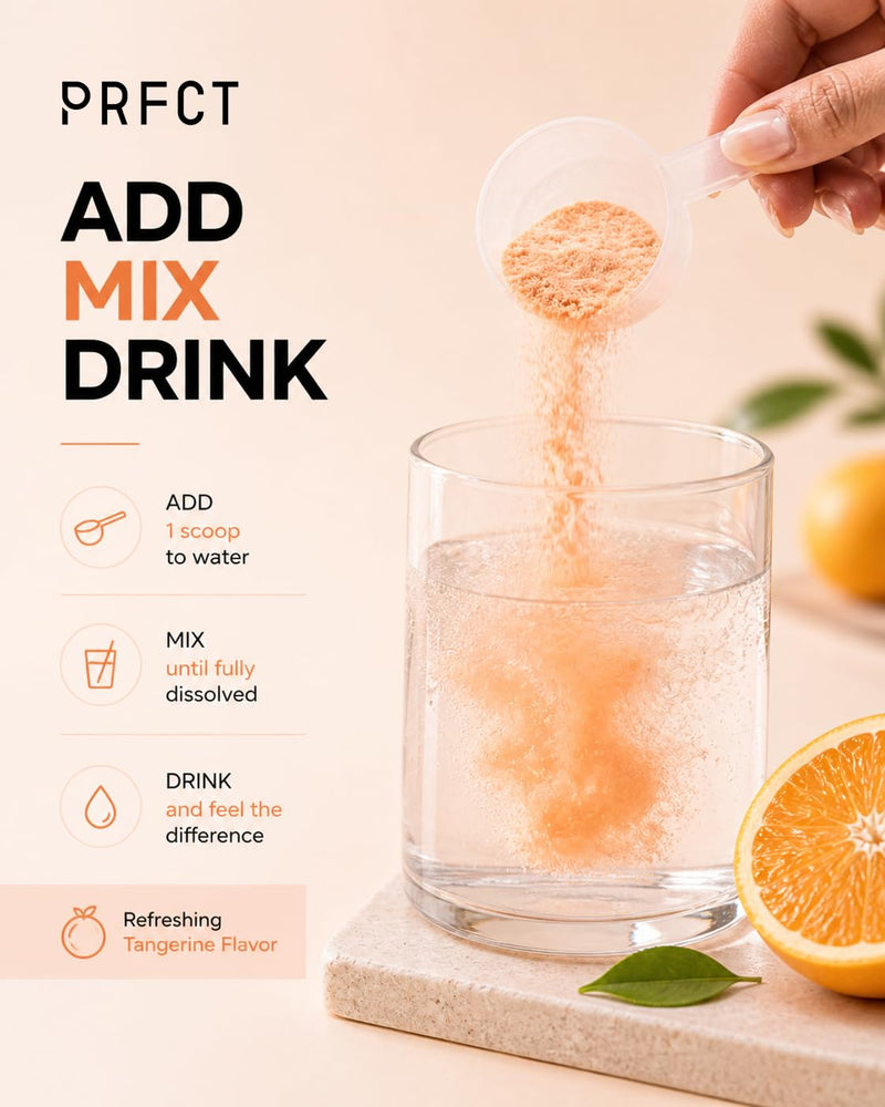 PRFCT Morning 3-in-1 Electrolyte Powder -15-Min Fast Hydration - Metabolism & Cortisol Support - 1,200mg Electrolytes - Vitamin C | B6 | B12 | Zinc | ACV | Turmeric - Orange Juice Flavor 30 Day Supply