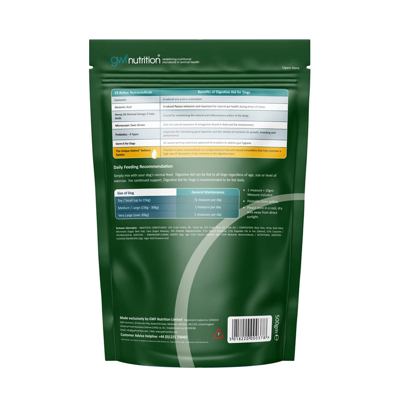 GWF Nutrition | Digestive Aid for Dogs | Digestive Health Supplement for All Dogs | All Ages and Breeds | 500g Pouch