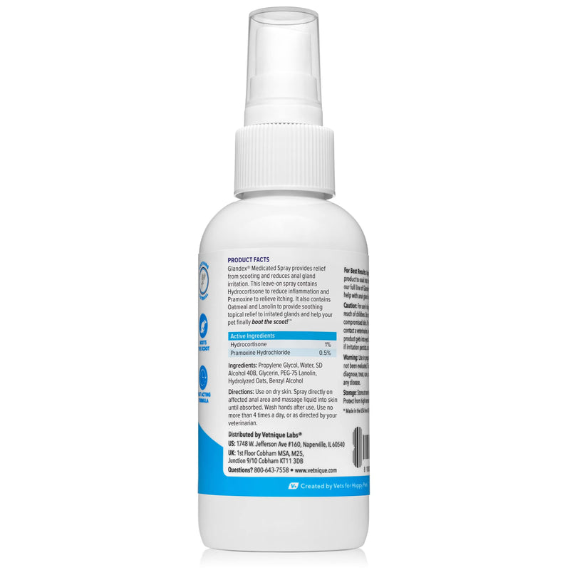 Glandex Anal Gland Medicated Spray for Dogs & Cats (4oz) and Advanced Vet-Strength Chews 60 Ct Bundle, Dog Deodorizing Spray & Anti-Itch Spray for Dogs, Anal Gland Supplement for Dogs with Extra Fiber - PawsPlanet Australia