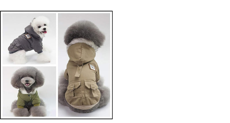 Dog Hoodies, Thickened Dog Overall, Army Hoodie Sweater, Cotton Jacket Fur Coat for Small Dog & Medium Dog & Cat (Green, Large) Green - BeesActive Australia