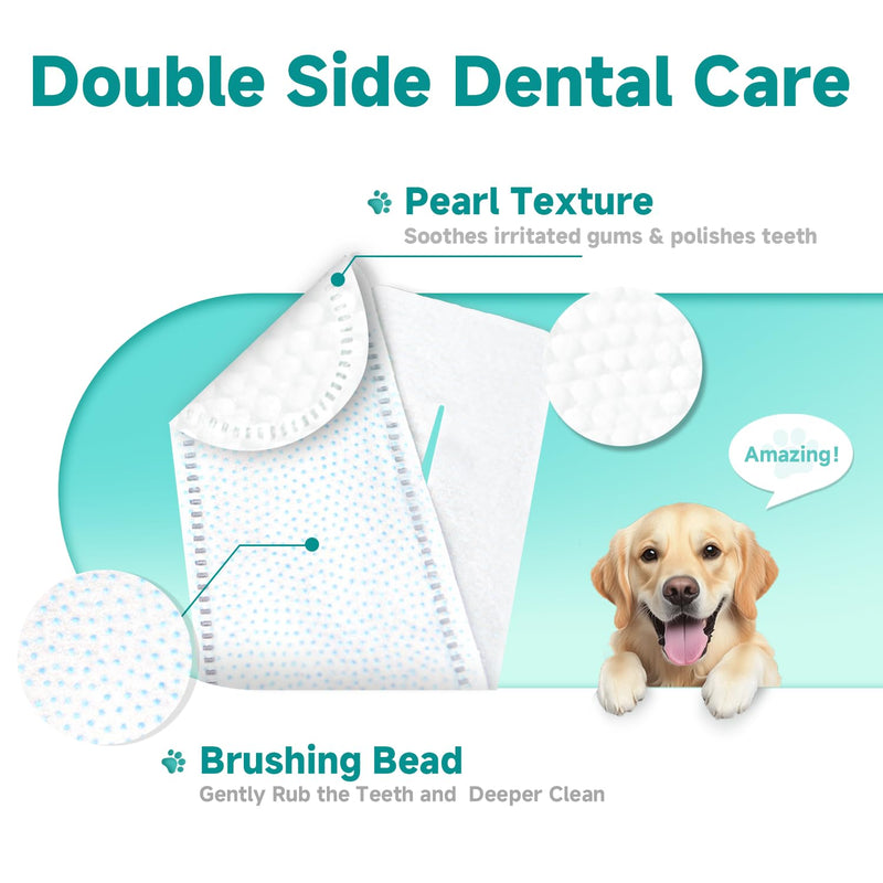 Pet Dental Finger Wipes for Dogs & Cats, Dog Teeth Cleaning Wipes Tooth Brushing Kit by Remove Plaque and Tartar & Freshens Breath Buildup No-Rinse Dog Finger Toothbrush Mint Flavor Dental Wipes
