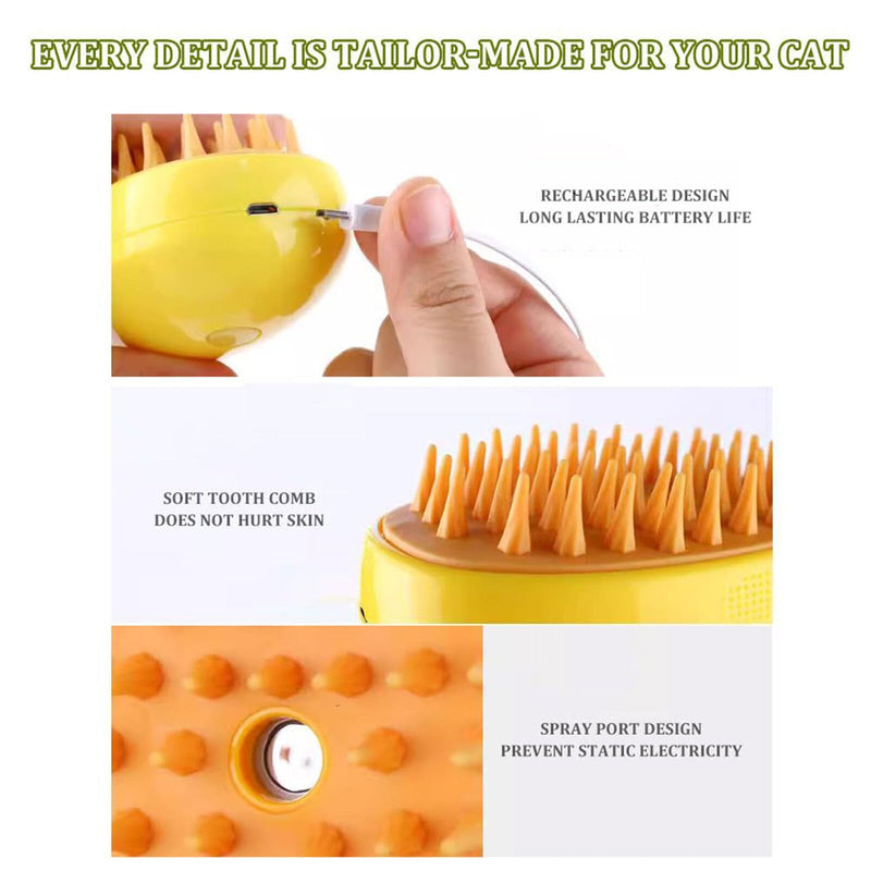 3 in 1 Steamy Pet Brush for Dogs Cats Shedding,Pet Spray Hair Removal Comb, Misting Misty Cat Bath Brush Steaming for Grooming (Green) Green - BeesActive Australia