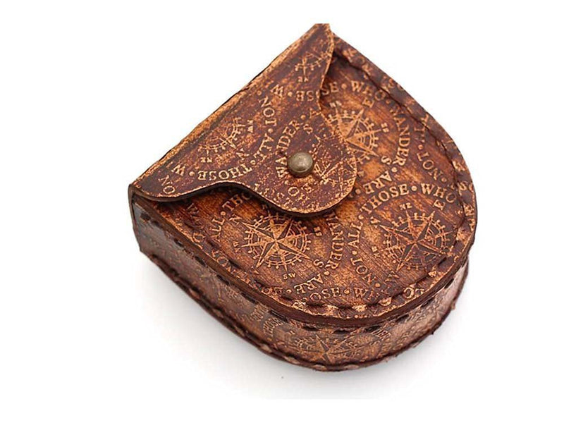 Compass Gift for Mom/Dad, Antique Nautical Directional Magnetic Sundial Pocket Compass Gifts for Women/Men with Leather Case or Wooden Box, Baptism 2026 Communion Christian Luxury Gift, Anniversary Necklace Compass - BeesActive Australia