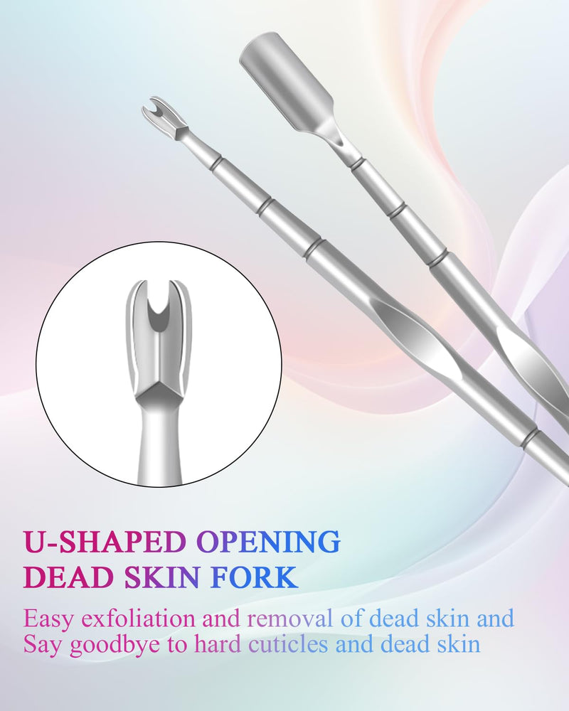 10 Pack Cuticle Pushers with Fork, 2 in 1 Cuticle Nail Pusher Tools with fork, Stainless Steel Cuticle Remover Tool for At-Home & Travel Manicures Pedicures - Silver - BeesActive Australia