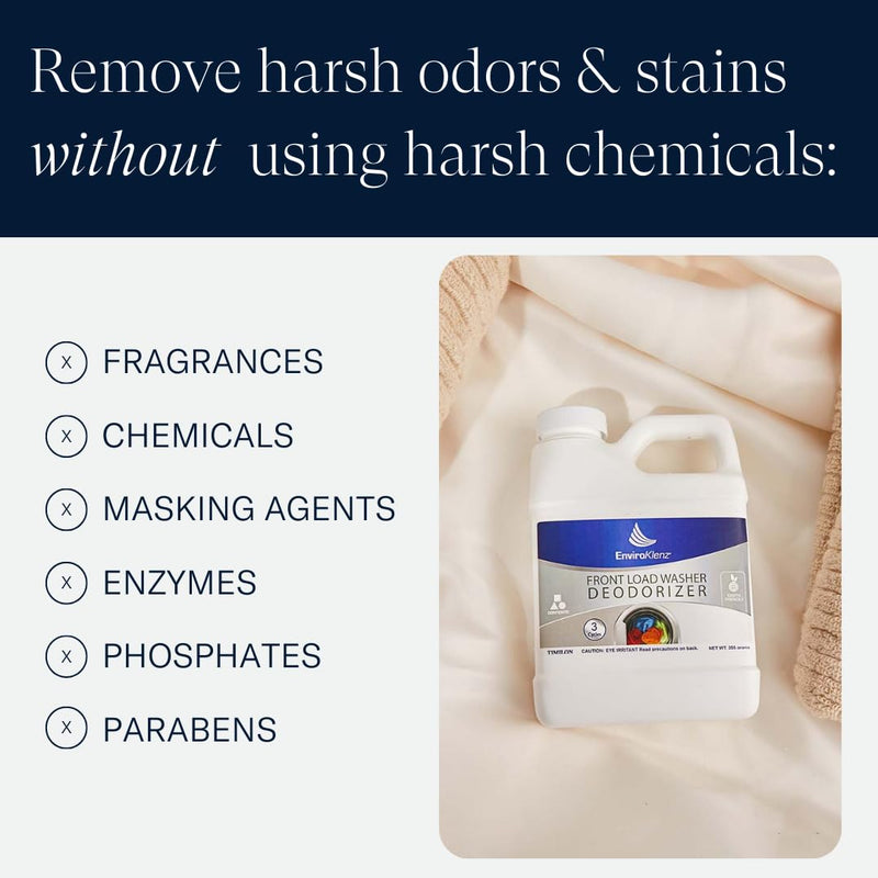 EnviroKlenz Front Load Washer Machine Cleaner and Deodorizer | HE, Top, and Front Load Washer Cleaner | Works Against Chemical, Fragrances, and Sweat Odors | Non-Toxic & Fragrance Free | 3 Loads - BeesActive Australia