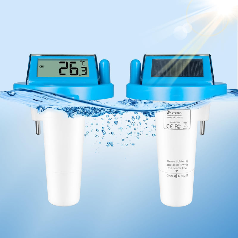 KETOTEK Wireless Pool Thermometer Digital Water Temperature Gauge Pool Floating Indoor Outdoor Thermometers for Swimming Pool, Bathtub, Pond, Aquarium Remote Temperature Monitor Sensor IPX8 Waterproof - BeesActive Australia