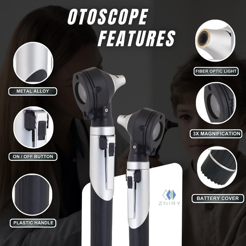 Fiber Optic Mini Otoscope - Ear Scope with Light for Infection Detection, Wax Removal, and at-Home ENT Exams (Black Color) - BeesActive Australia