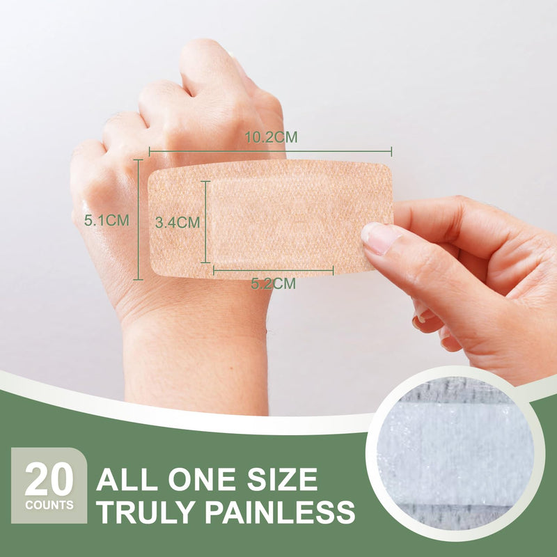 Silicone Bandages for Sensitive Fragile Skin - 2" x 4" 20 Counts & 3/4" x 3" 60 Counts