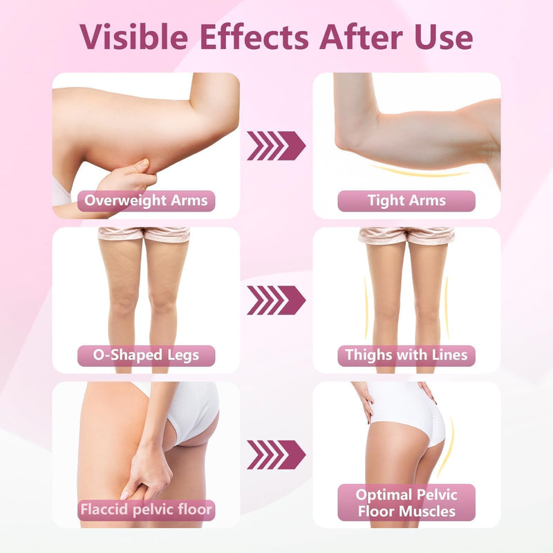 Thigh Trainer, 360°Adjustable Pelvic Floor Muscle Trainer with LED Display, Inner Thigh Exerciser with 20LB Resistance Band for Women, Home Fitness Equipment for Hip, Leg, Arm Pink
