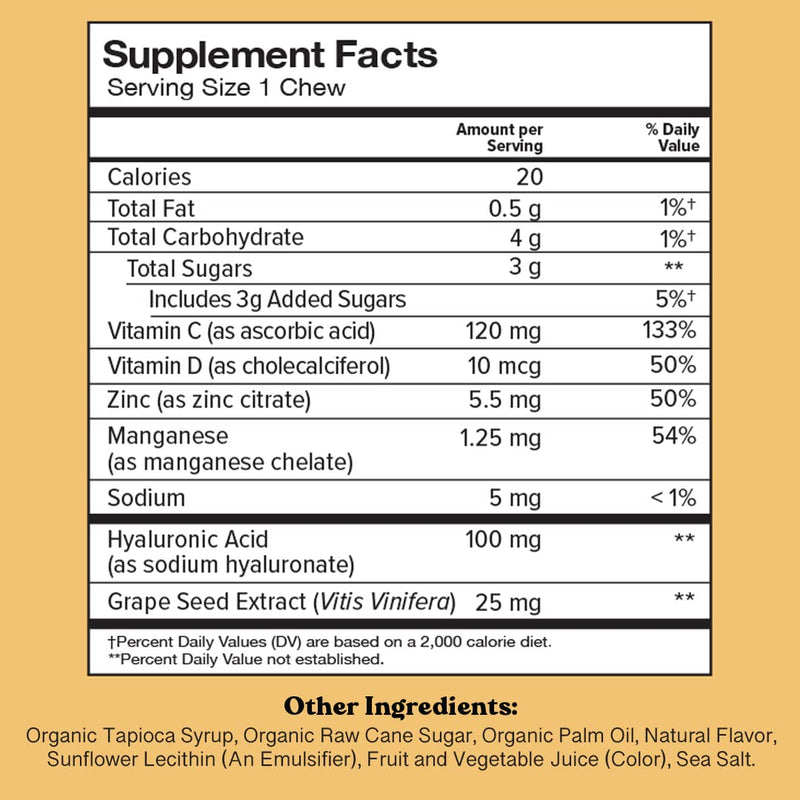 Youthful Skin, Fruity Chews Vitamins, Radiance & Hydration Formula, Hyaluronic Acid, Grape Seed Extract, Antioxidants & Minerals, Vitamins Raspberry Lemonade Flavor 6-Day Supply Youthful Skin 6 Count (Pack of 1)