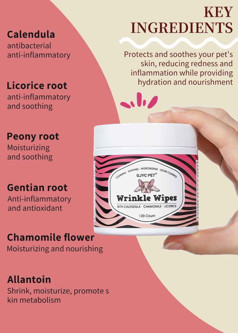 Wrinkle Wipes + Wrinkle Balm for Dogs | Bulldog, French Bulldog, Pug, English Bulldog | Cleans & Soothes Wrinkles, Folds, Tear Stain, Tail Pockets & Paws wrinkle set(wipe+balm)