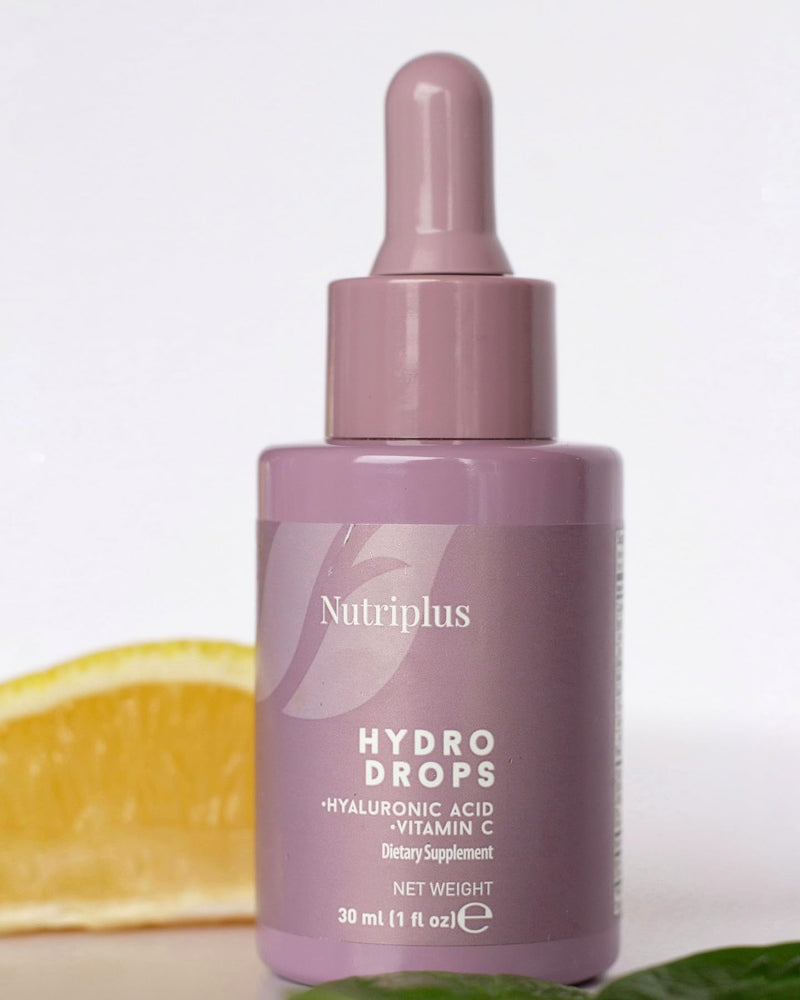 FARMASi Nutriplus Hydro Drops with Hyaluronic Acid, Sugar Free, 1 fl oz | Vitamin C & Citrus Extract For Antioxidant Protection, Skin Hydration, Antioxidant Support, Tasteless Liquid Supplement